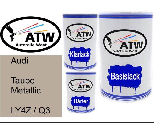 Audi, Taupe Metallic, LY4Z / Q3: 500ml Lackdose + 500ml Klarlack + 250ml Härter - Set, von ATW Autoteile West.